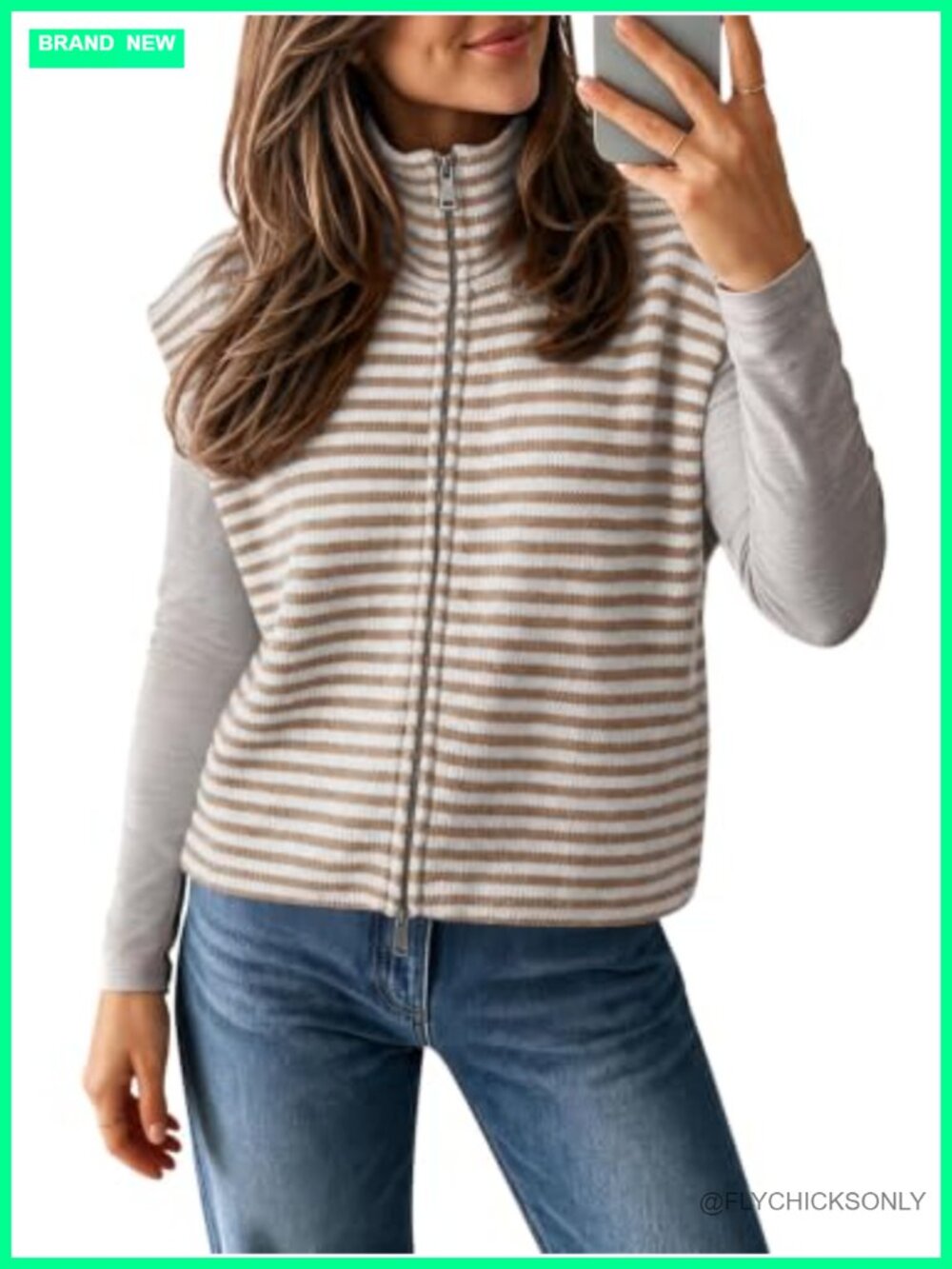 Women's Knit Sweater Vest Zip Up Sleeveless Cardigan Lightweight